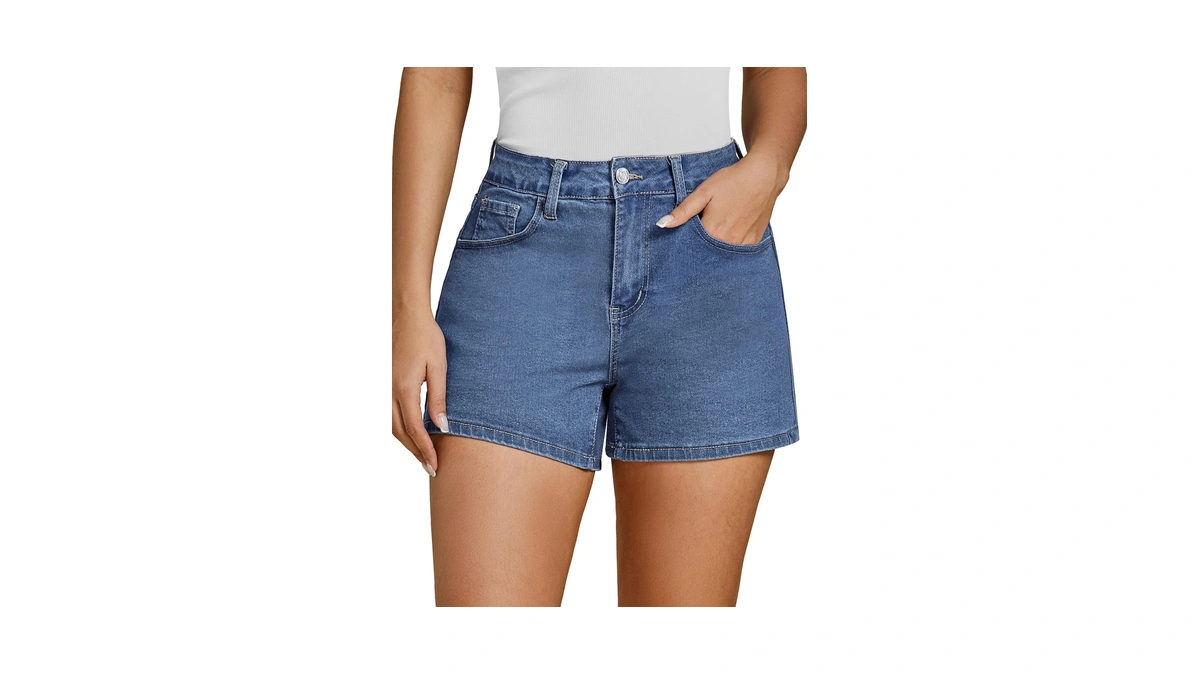 Luvamia Womens Jean Shorts Stretchy High Waisted Mom Plus Size