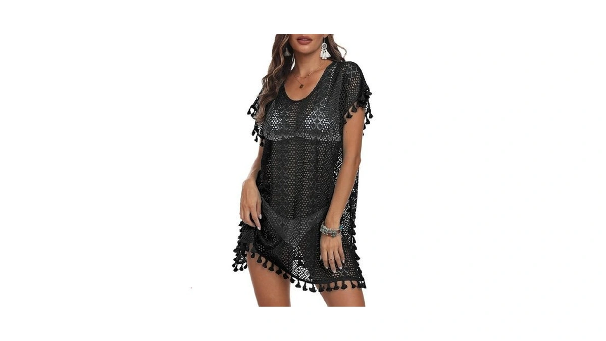 Yvh Womens Swimsuit Cover Up Boho Crochet Tassel Vacation Beach