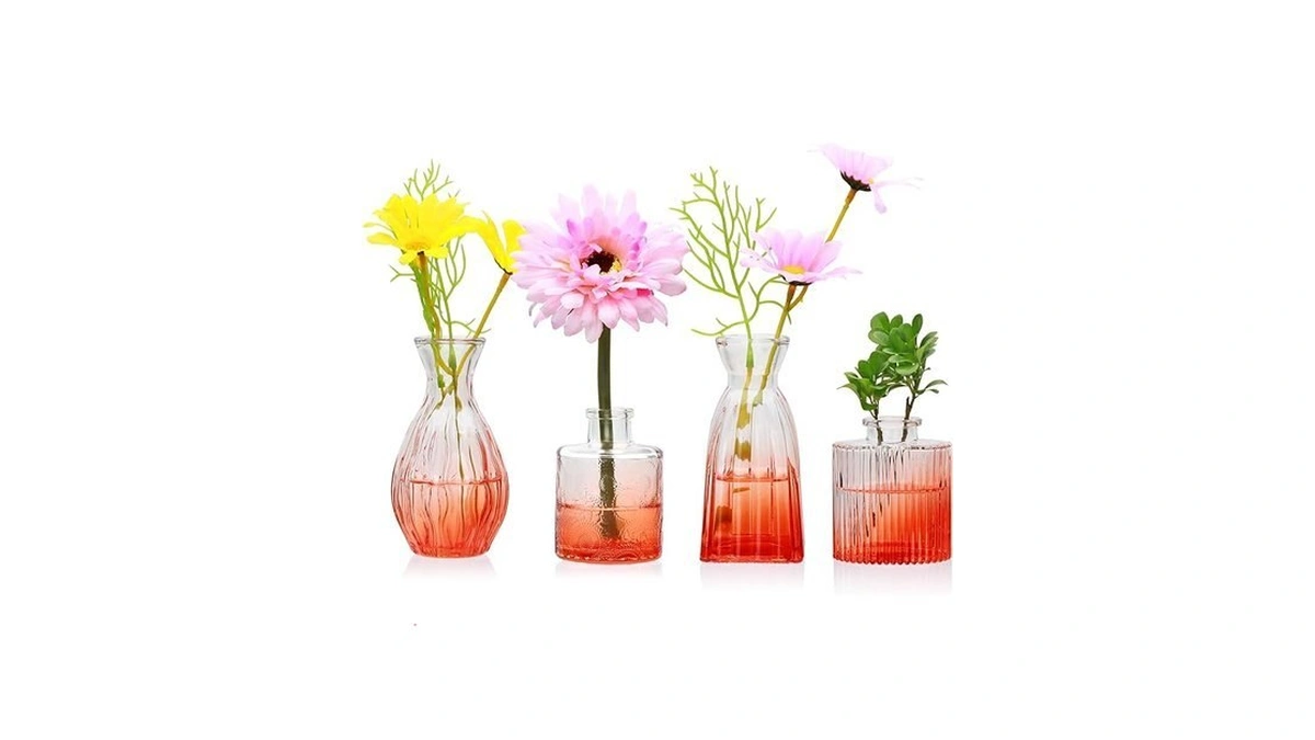 Mapoxy Glass Bud Vases Set Of 4,small Orange Flower Vases