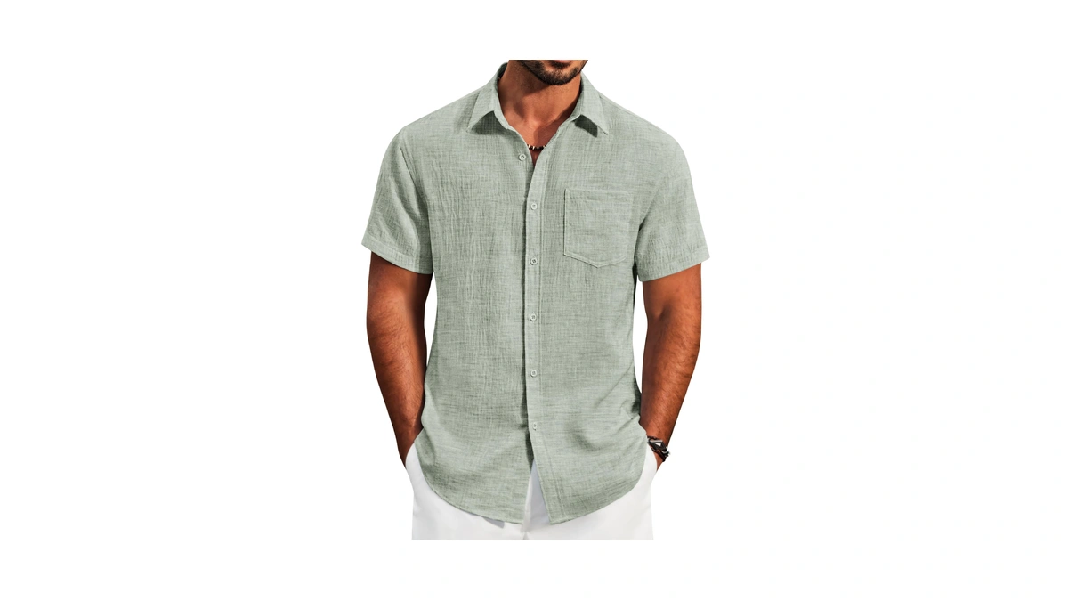 Coofandy Mens Beach Shirt Short Sleeve Casual Button Up Shirts
