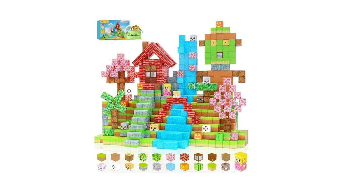Echoplan Magnetic Blocks, 100pcs Magnetic Building Blocks To Build A