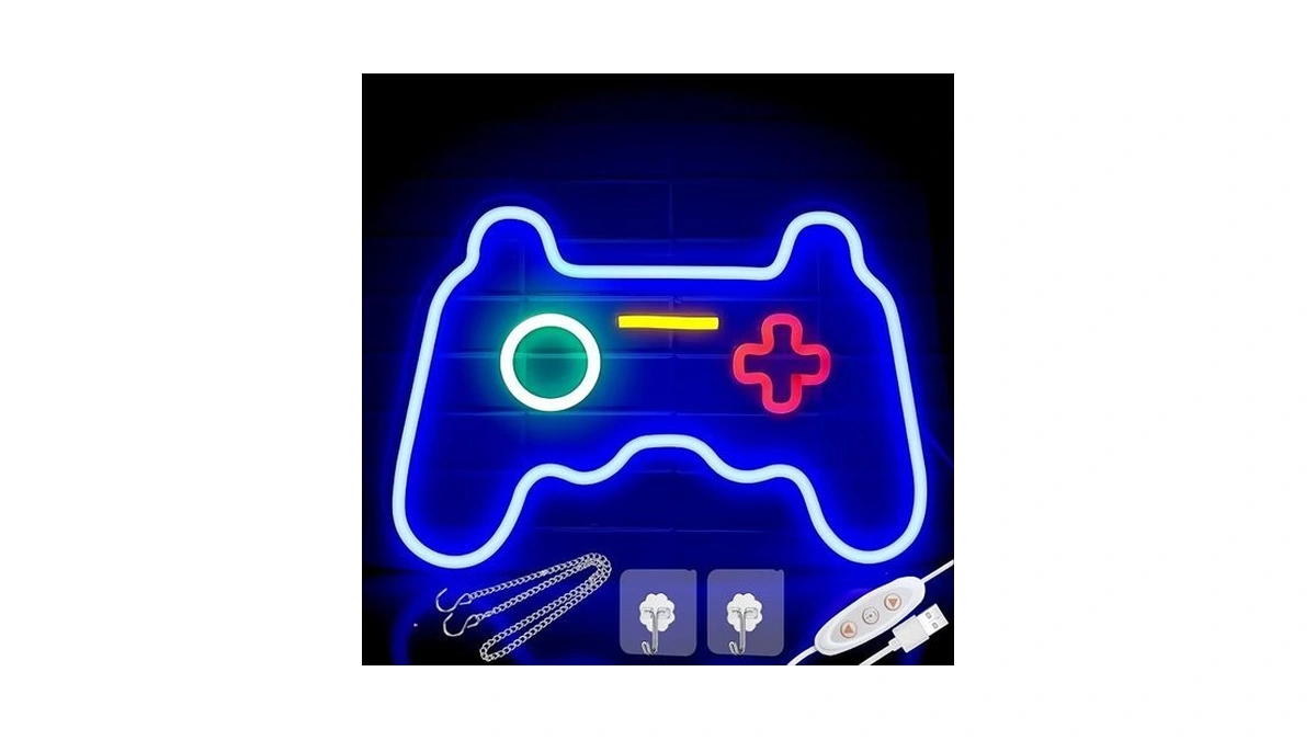 Gamer Neon Sign, Dimmable Gamepad Shape Neon Sign, Usb-powered Gaming