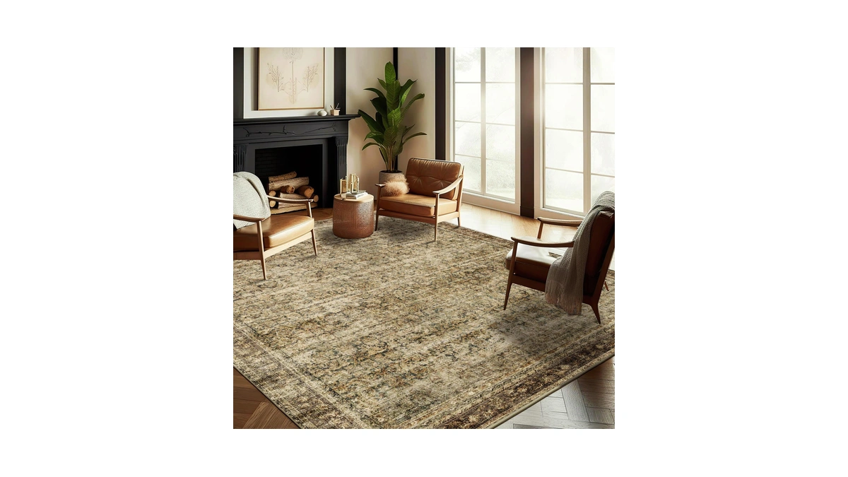 Amazon : Champlant Area Rug Washable Brown Vintag