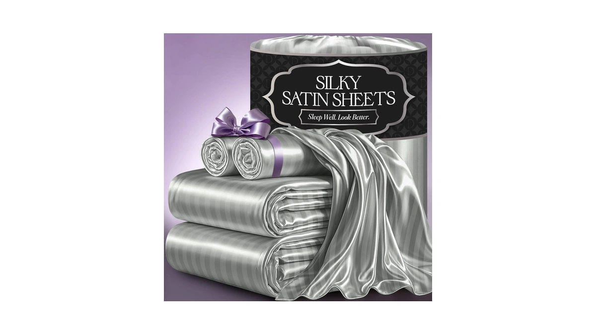 Decolure Satin Bed Sheets - 4 Piece Luxury Silky Queen