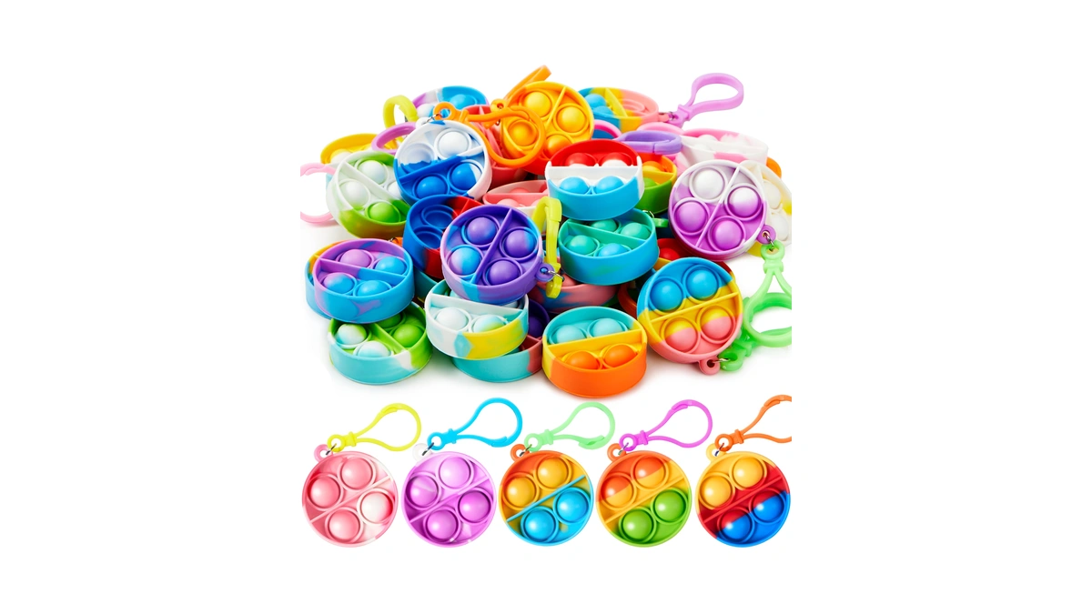 Joyin Round Pop Fidget Keychain 30 Pack Pop Fidget Toys