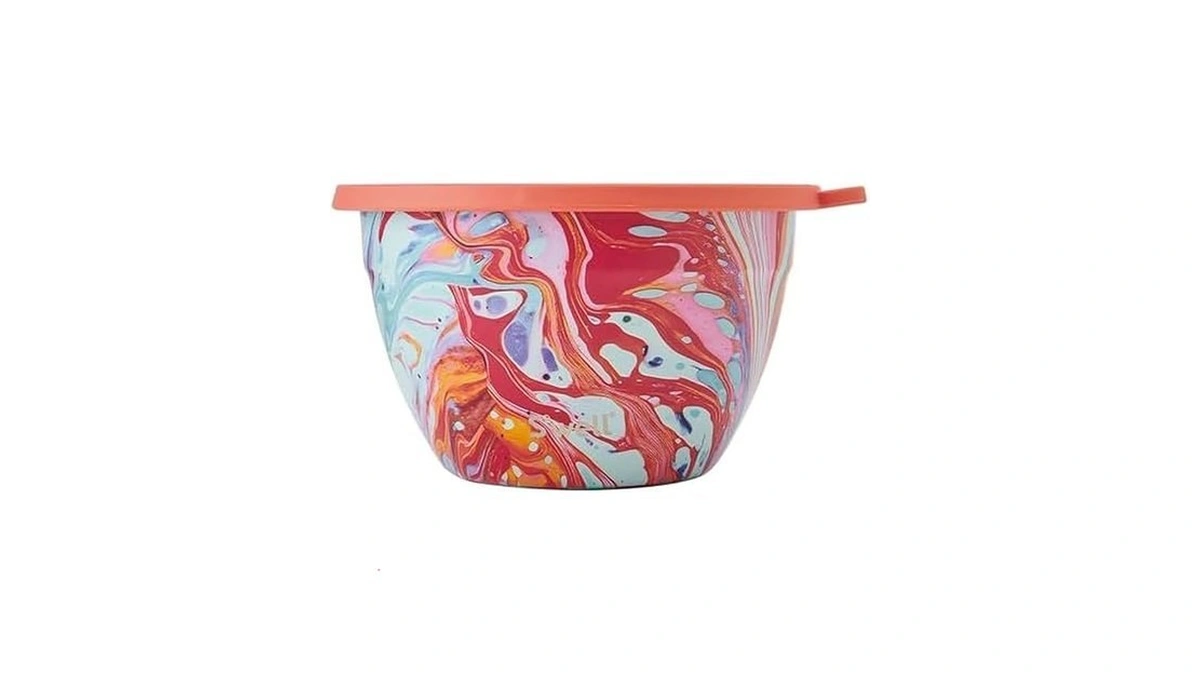 S'well Stainless Steel Salad Bowl Kit 64oz, Marble Swirl, Comes
