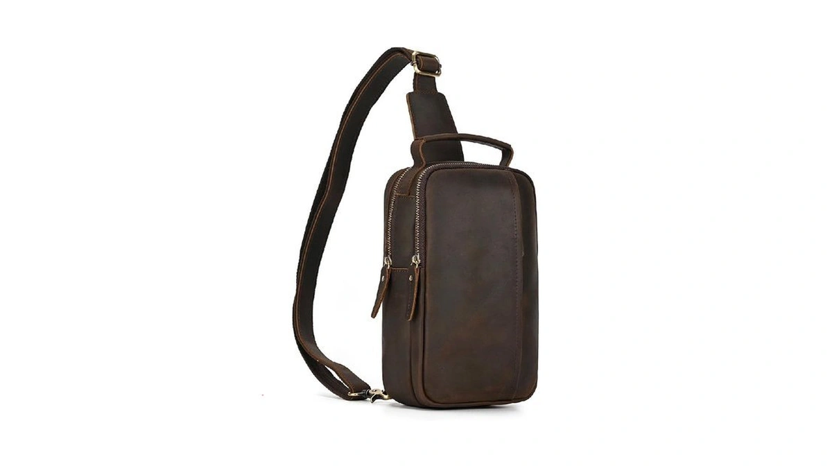Luufan Genuine Leather Sling Bag For Men Women, Multi-pocket Chest