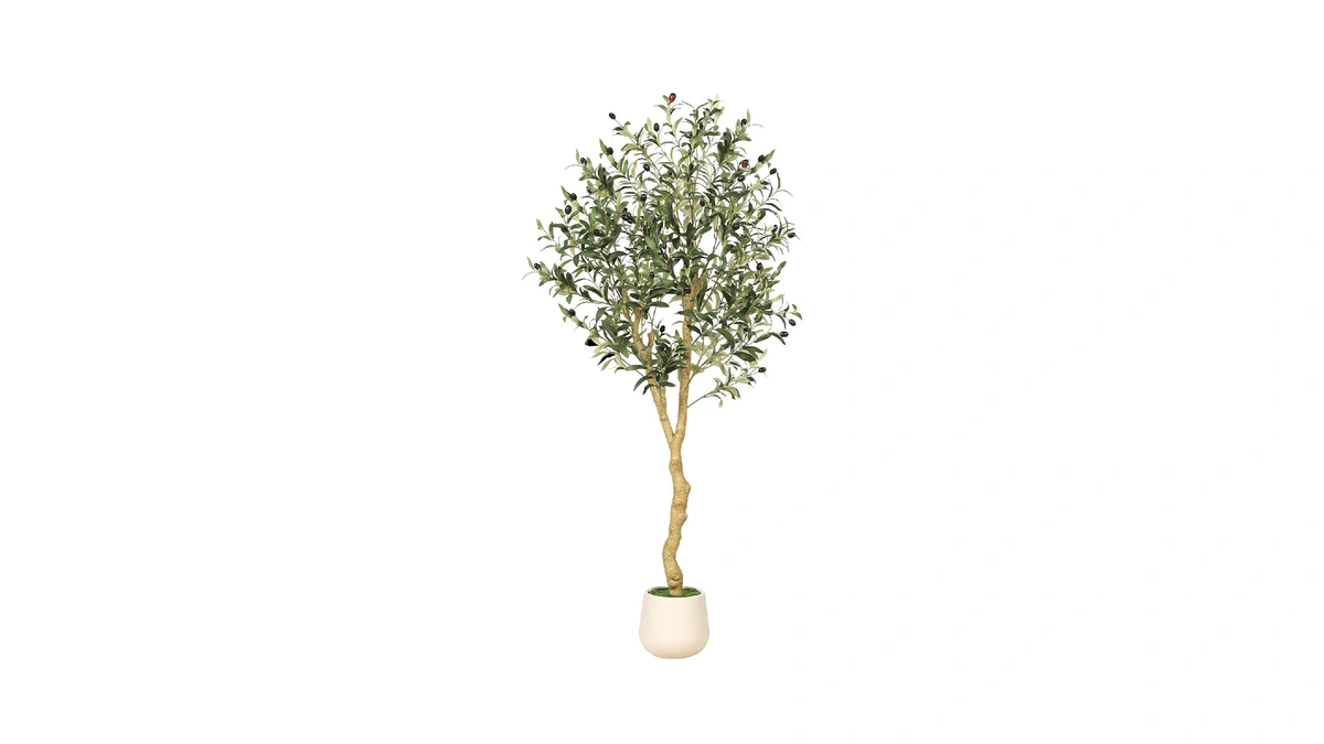 Feelead 5ft Faux Olive Tree Artificial Indoor With Planter -