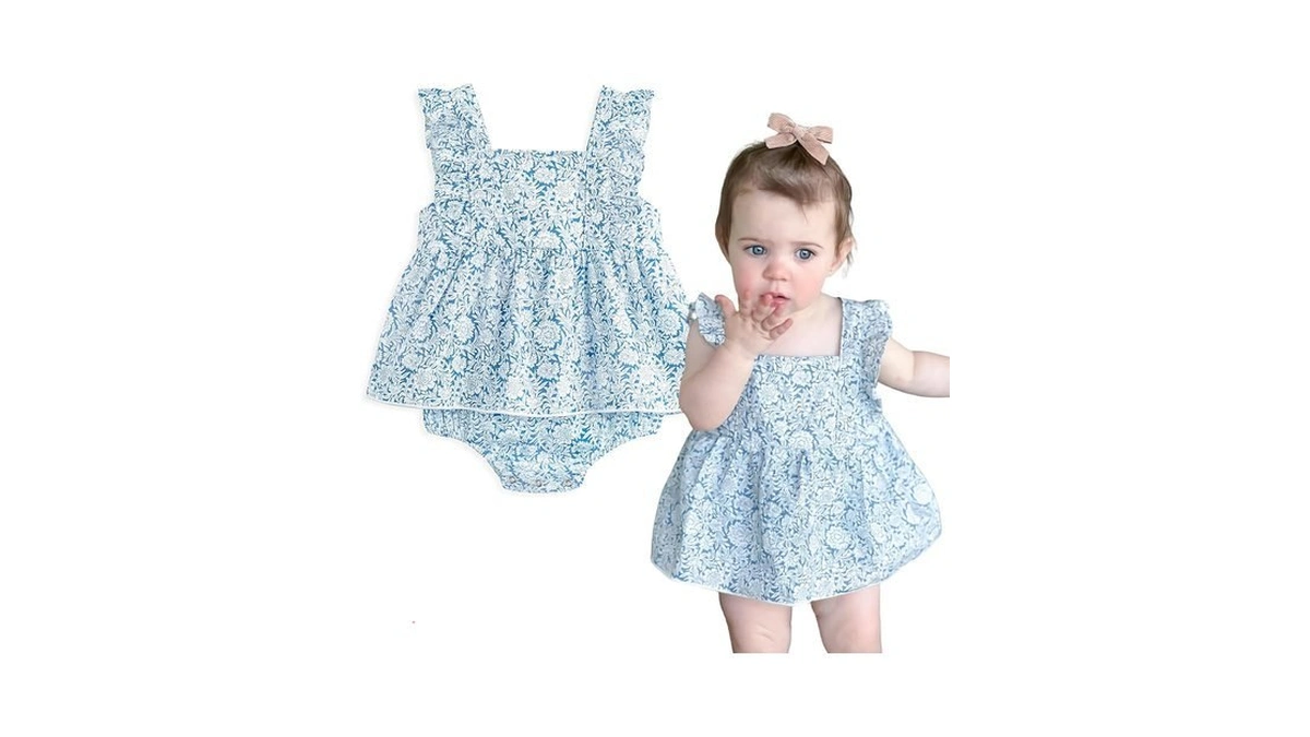 Simplee Kids Baby Infant Girls Summer Romper Dress Cotton Ruffle