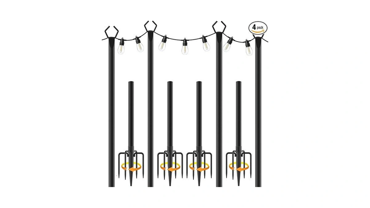 Ailbton 10ft String Light Poles 4 Pack,light Poles For Outside