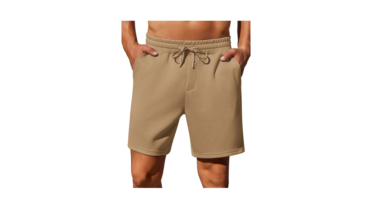 Pinspark Mens Lounge Sweat Shorts, 7" Casual Elastic Waist Gym