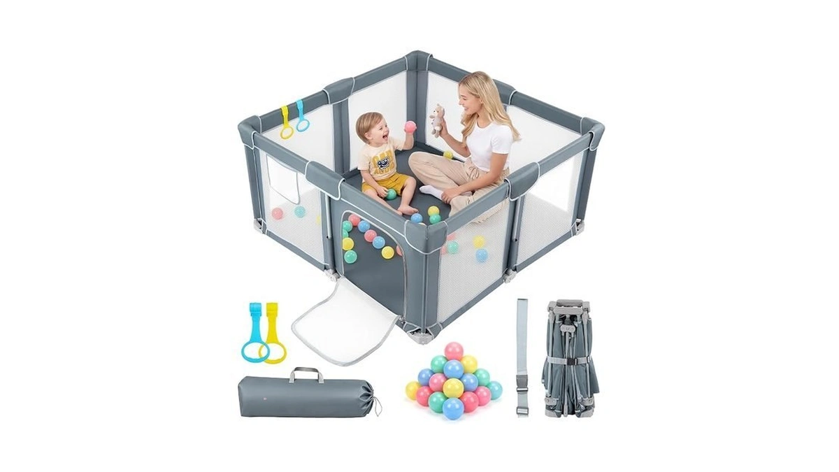 Dripex Foldable Baby Playpen With Mat, 50" X 50" Collapsible