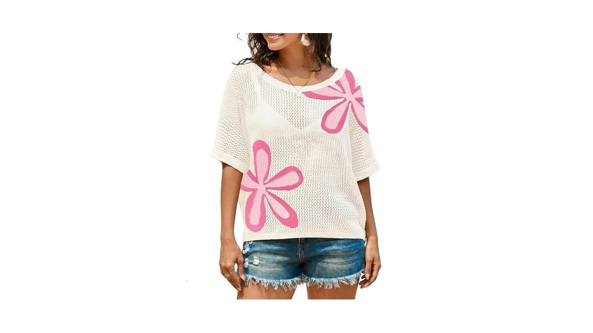 Dokotoo Womens 2026 Floral Summer Crochet Hollow Out Short Sleeve