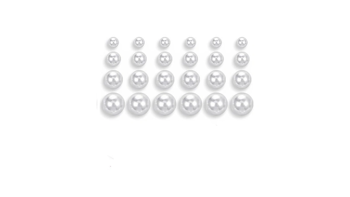 12 Pairs Pearl Stud Earrings For Women, Hypoallergenic Stainless Steel