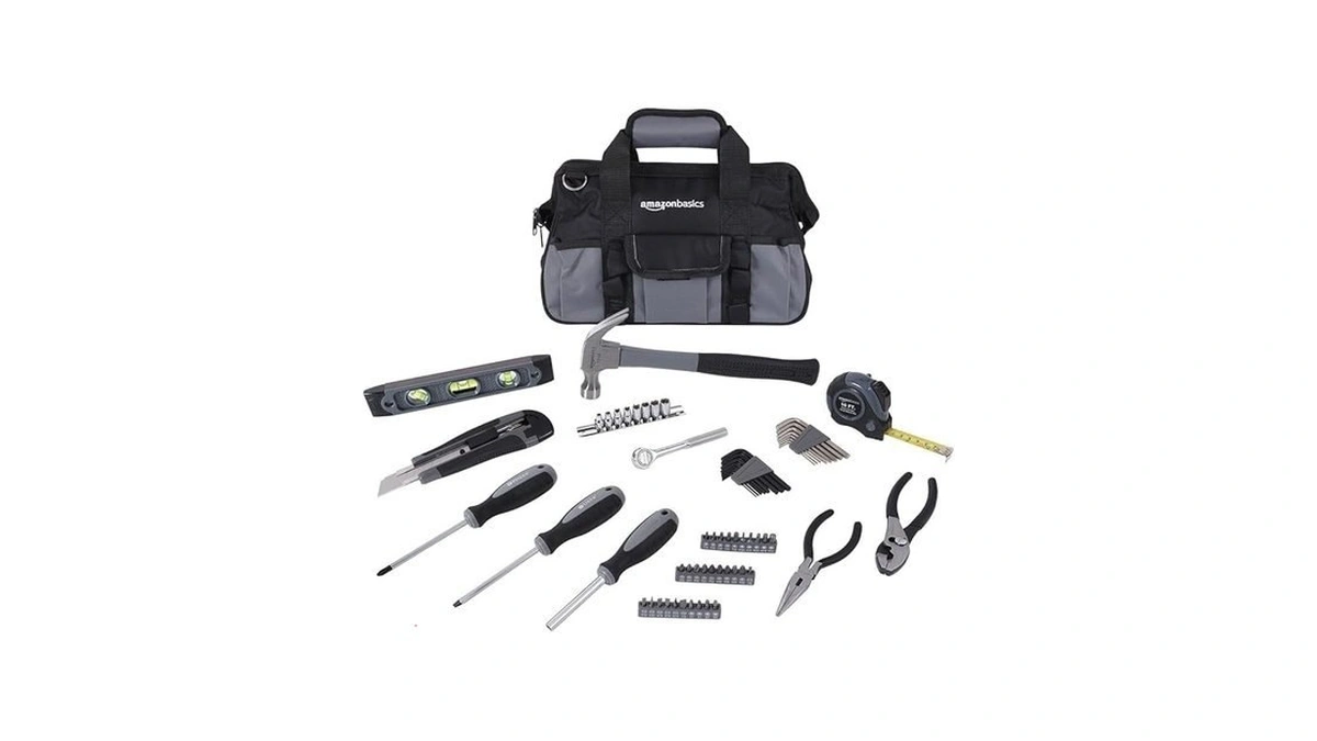 Amazon Basics 65 Piece Home Repair Tool Kit Set With