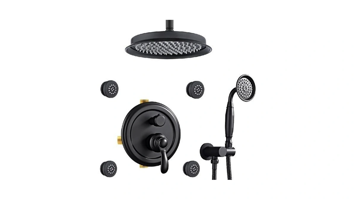 Homekice Antique Shower Faucet-sets Complete Fixtures: 9 Inch Ceiling Rain