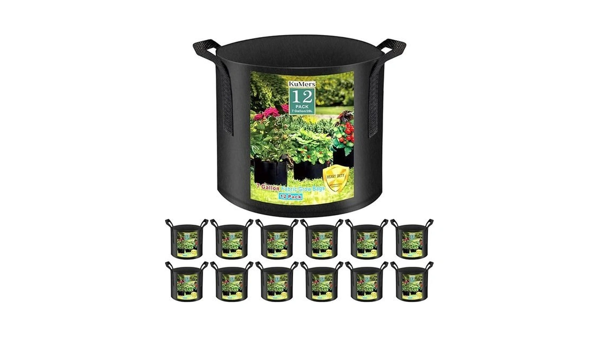 Kumers 12 Pack Grow Bags 7 Gallon, 300g Heavy Duty