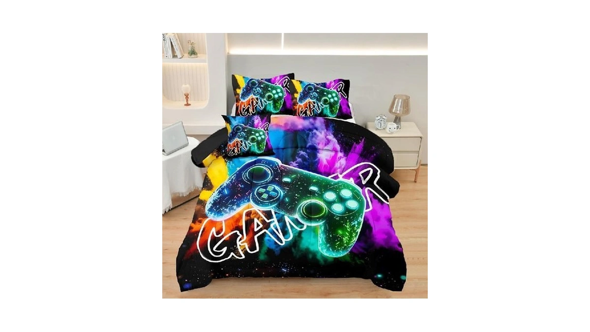 Askotu 4 Pcs Full Gamer Bedding Sets For Boys, Gaming