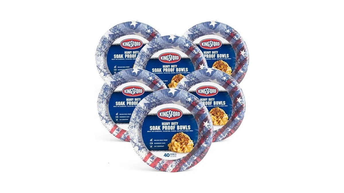 Kingsford Heavy Duty Soak-proof Paper Bowls Disposable Microwave Safe Patriotic