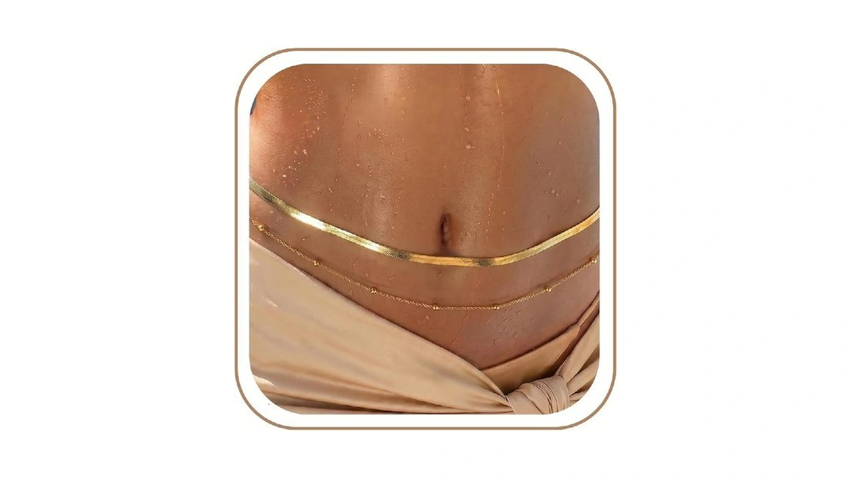 Dowsabel 18k Gold Plated Waist Chain, Belly Chain For Women