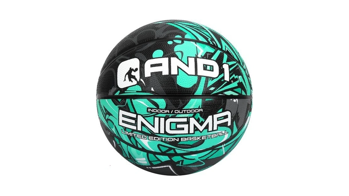 And1 Enigma Indoor/outdoor Intermediate Premium Rubber Basketball, Teal And Black,
