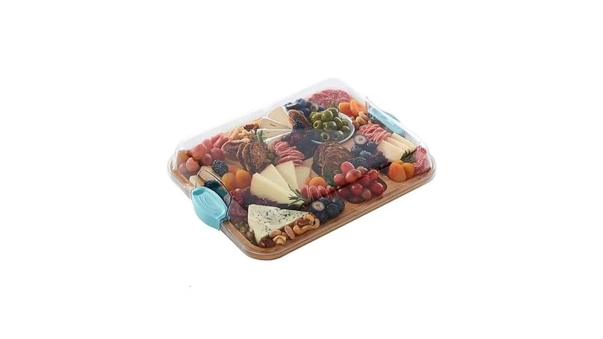 Farberware Build-a-board Bamboo Cutting Board With Built-in Compartments And Clear
