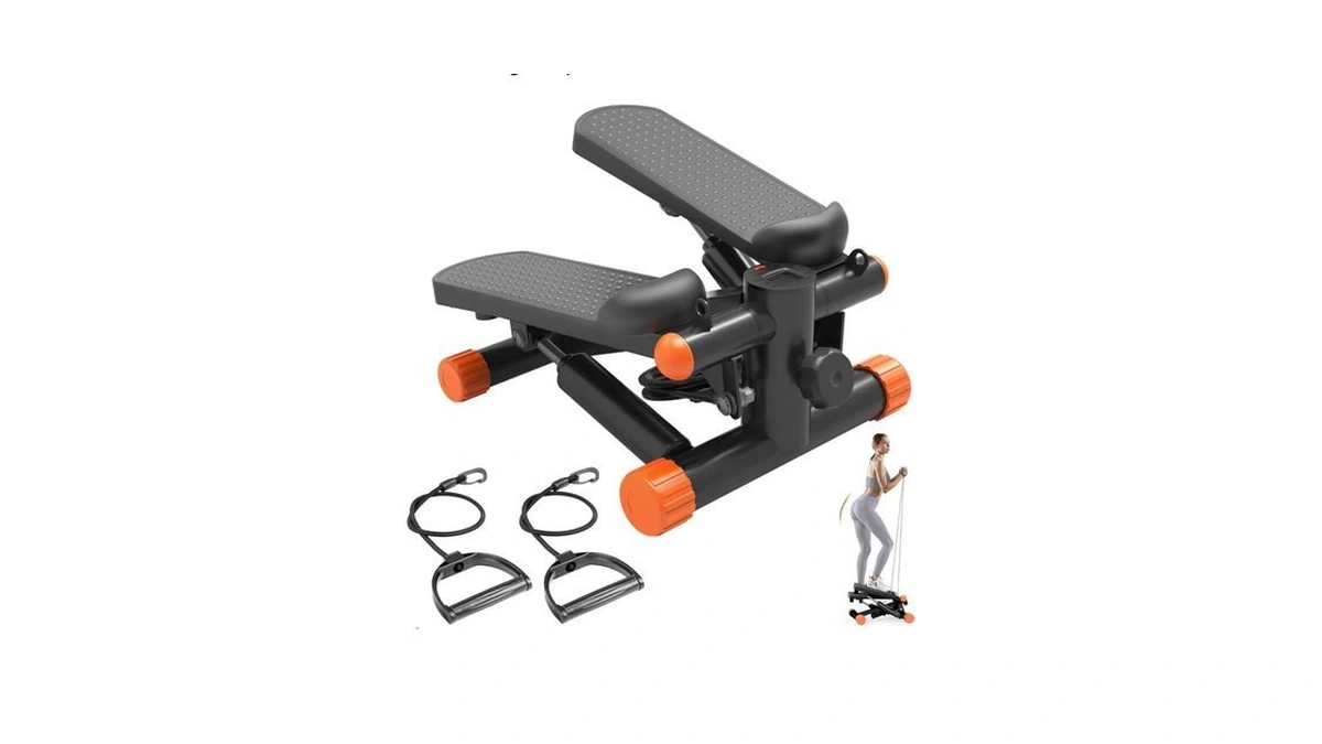 Sweetcrispy Mini Stair Stepper With Resistance Bands, Hydraulic Home Stepper