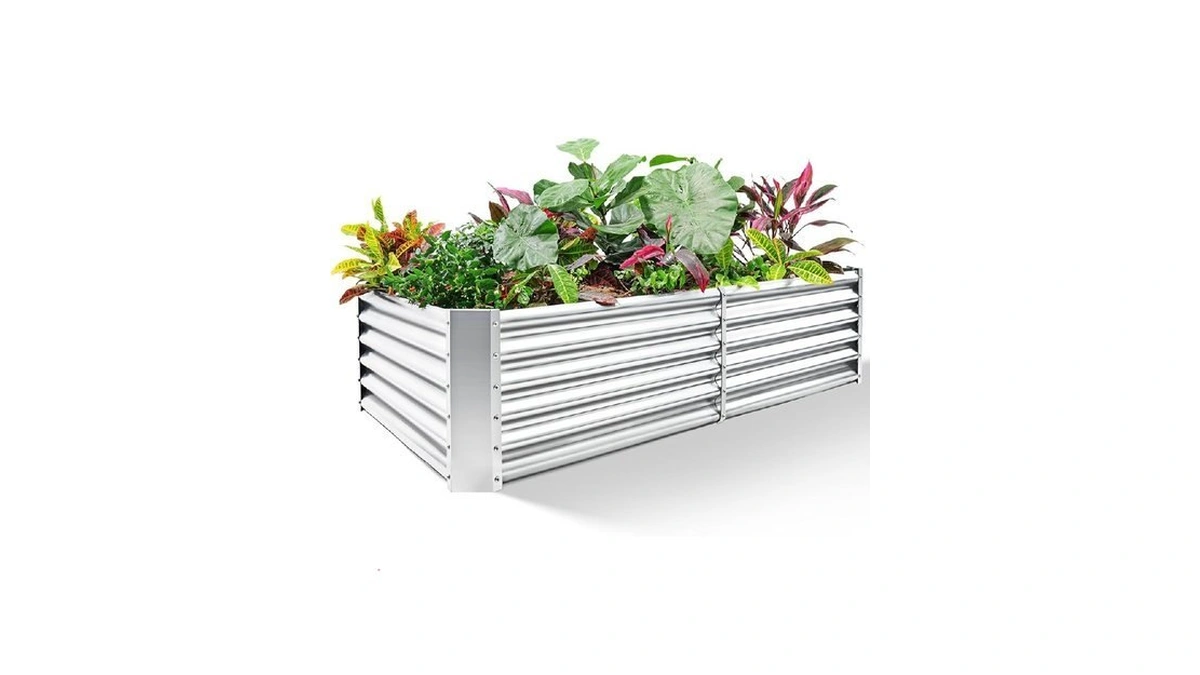 Land Guard Metal Raised Garden Bed For Gardening, 8x4x1.5ft Galvanized
