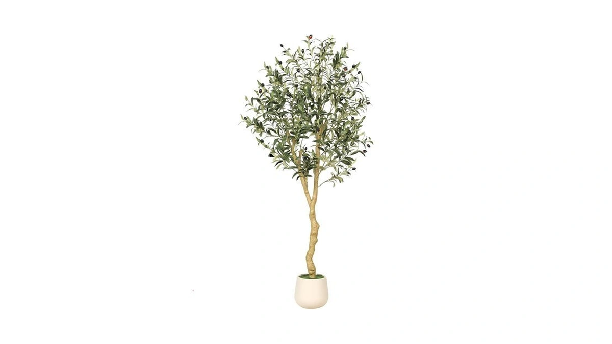 Feelead 5ft Faux Olive Tree Artificial Indoor With Planter -