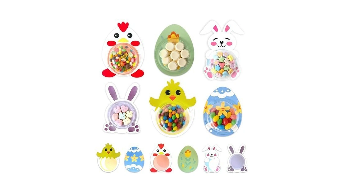 Gvwoye 24 Pack Candy Cards Set- Bunnies Eggs Chick Candy