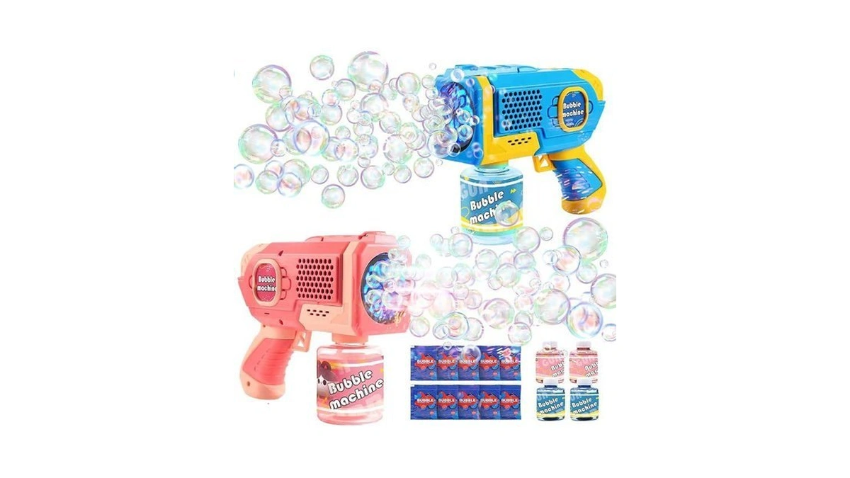 Eaglestone 2 Pack Bubble Gun Machine For Kids, Automatic Light