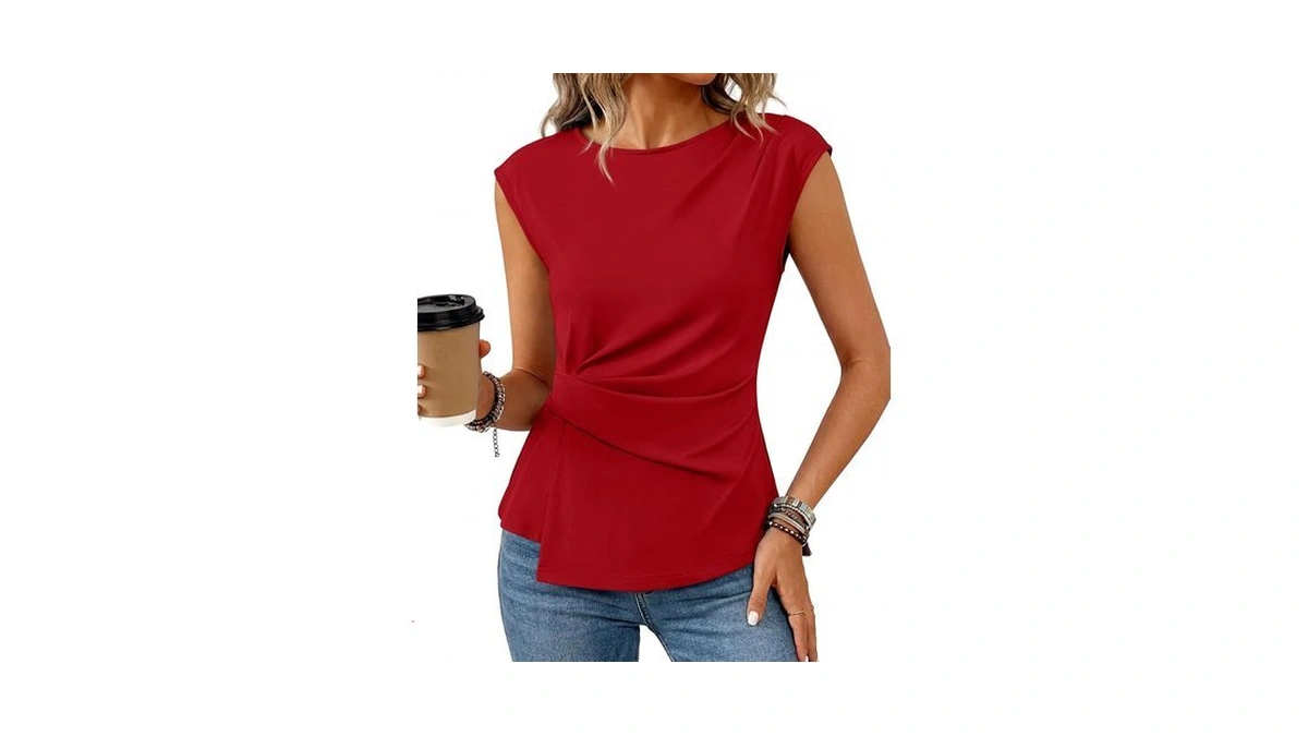 Yuriona Womens Short Sleeve Peplum Tops Summer Business Casual Work