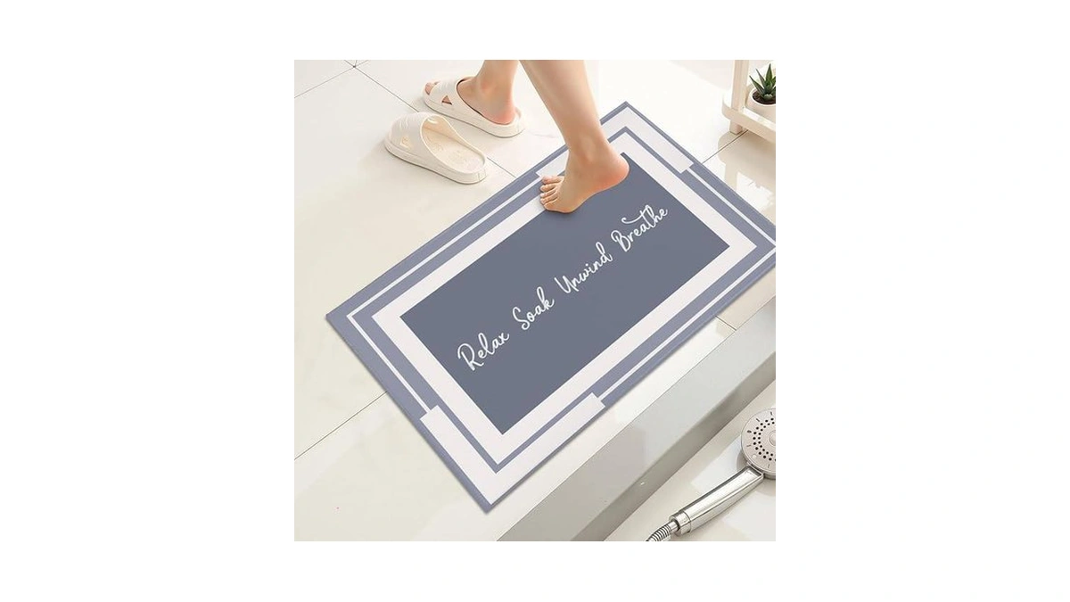 Giwawa Blue Bathroom Rugs No Slip Washable Bath Mat Absorbent