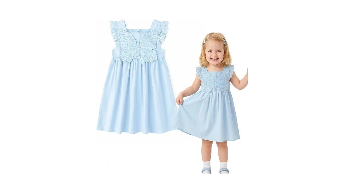 Simplee Kids Baby Girl Ruffle Dresses With Butterfly Toddler Girl