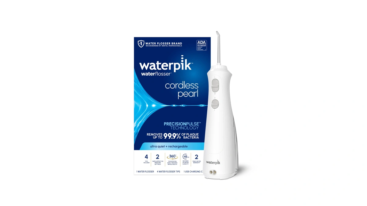 Waterpik Cordless Pearl Rechargeable Portable Water Flosser For Teeth, Gums,