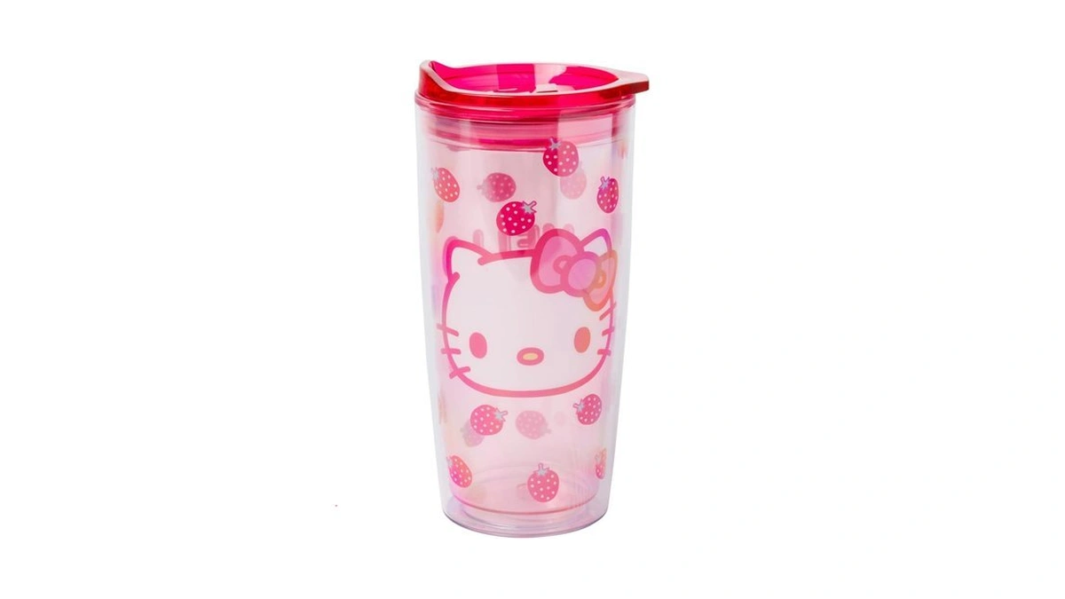 Silver Buffalo Sanrio Hello Kitty Strawberry Double Wall Travel Tumbler