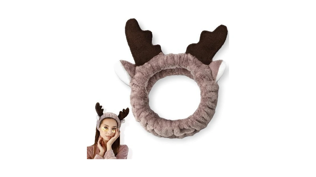 Reindeer Spa Headband – Fleece Reindeer Makeup Headband For Women