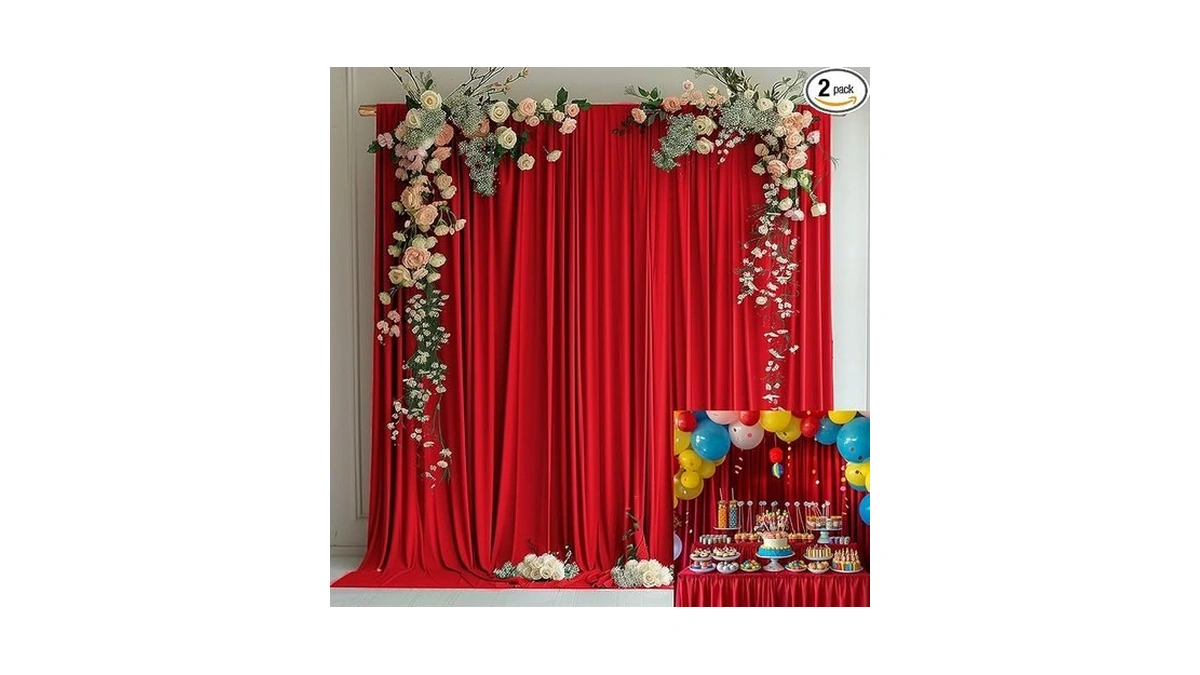 Kukusoul 10x10ft Wedding Curtain Dark Red Backdrop Curtains For Party