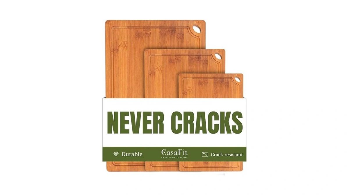 3-piece Organic Bamboo Cutting Board Set For Kitchen - Carbonized