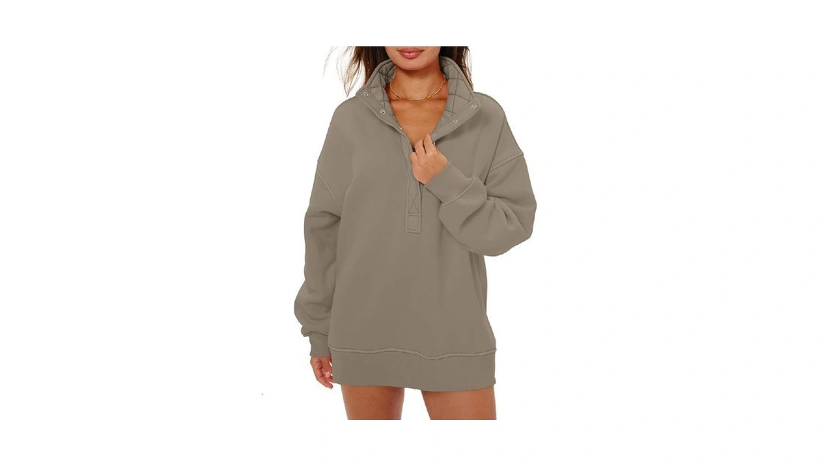 Locachy Women's Henley Neck Button Oversized Sweatshirt Casual Long Sleeve