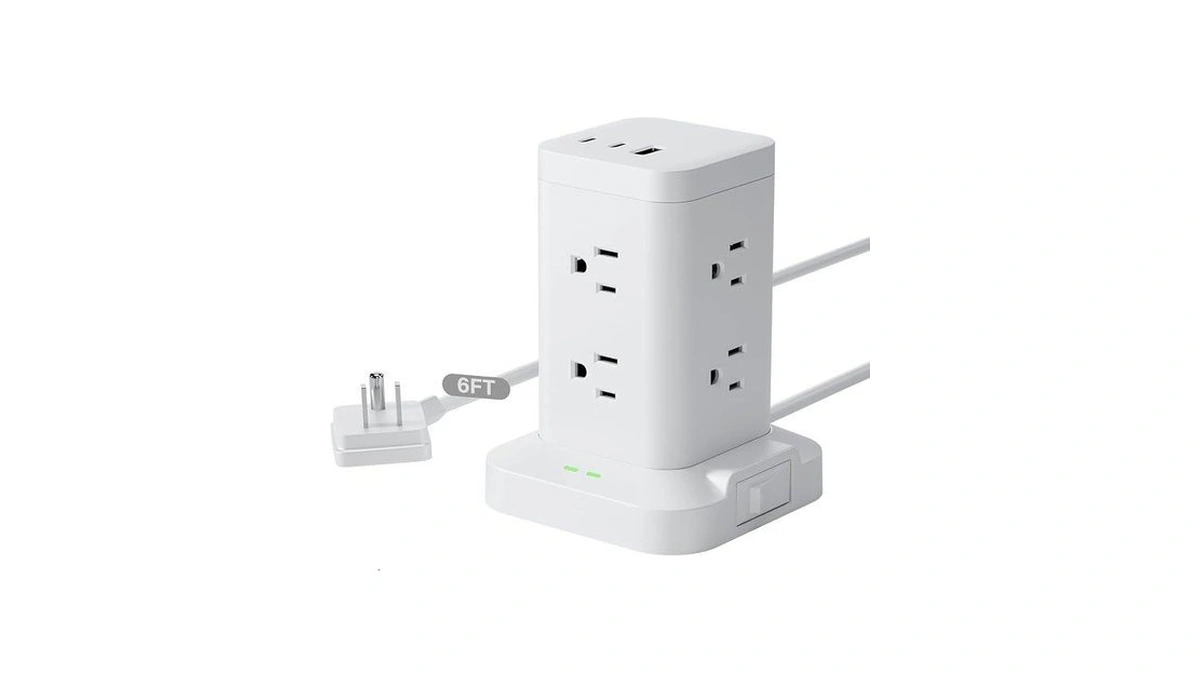 Power Strip Tower With Surge Protector 1800j, Fast Charging Tower