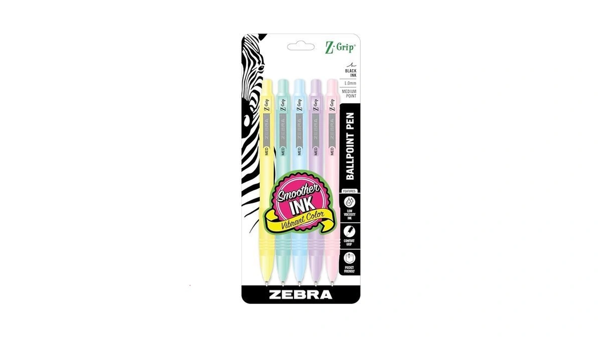 Zebra Pen Z-grip Pastel Retractable Ballpoint Pen, Assorted Color Barrels,