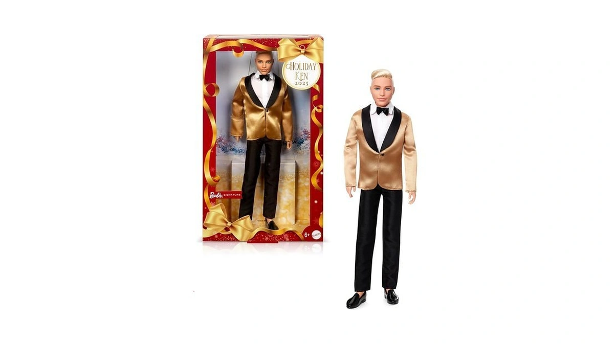 Barbie Signature 2025 Holiday Blonde Ken Collectible Fashion Doll Wearing