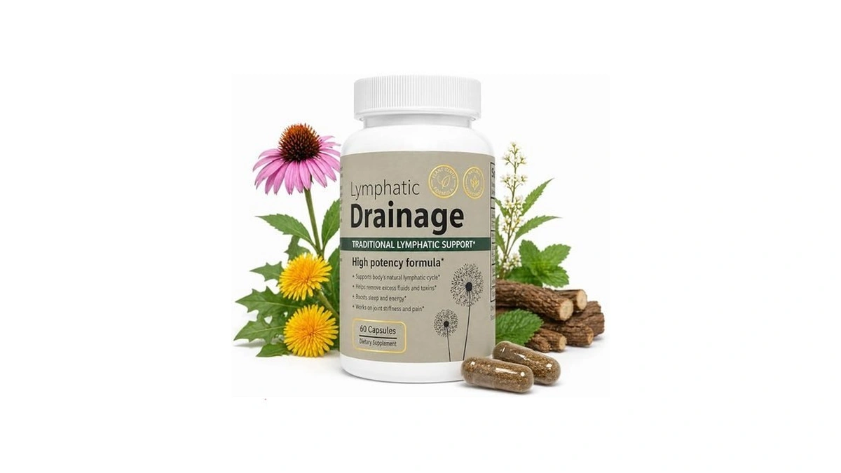 Lymphatic Drainage Capsules With Echinacea, Dandelion, And Burdock, Natural Herbal