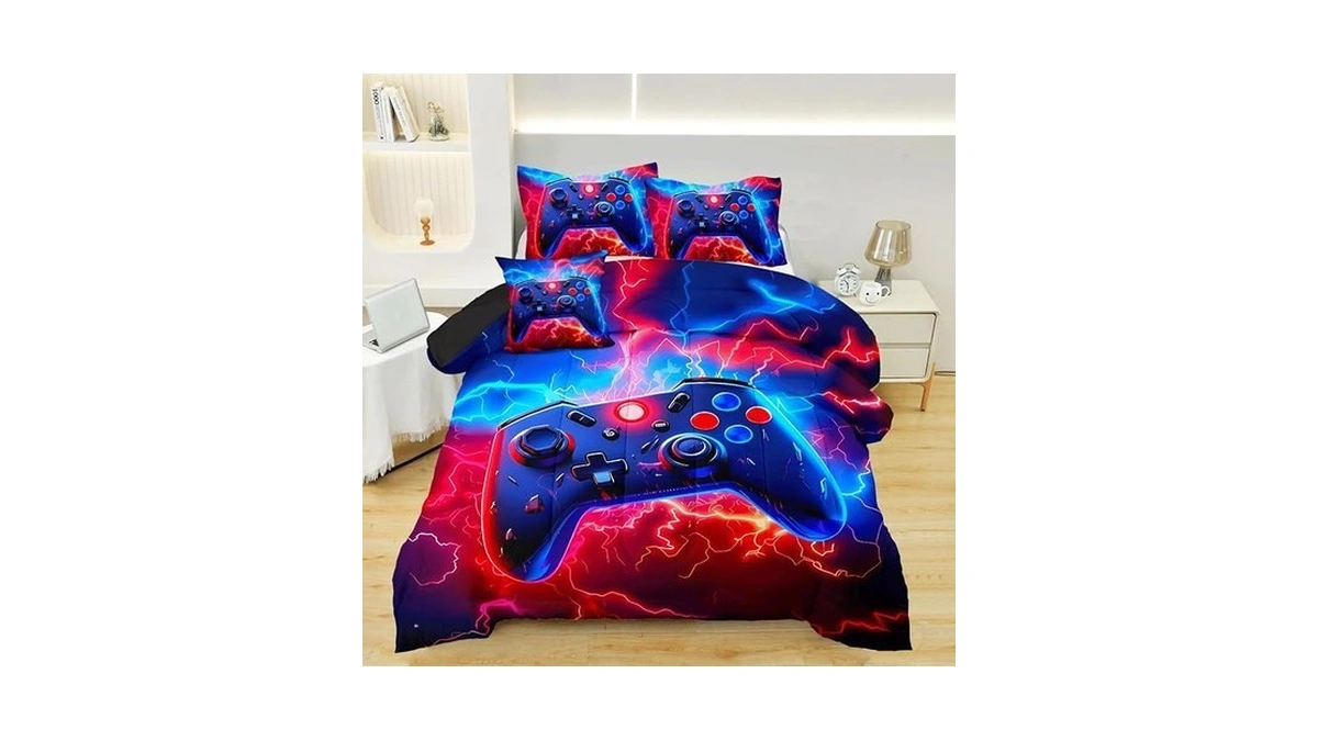 Askotu Full Bedding Sets For Boys Kids, 4 Pcs Gaming