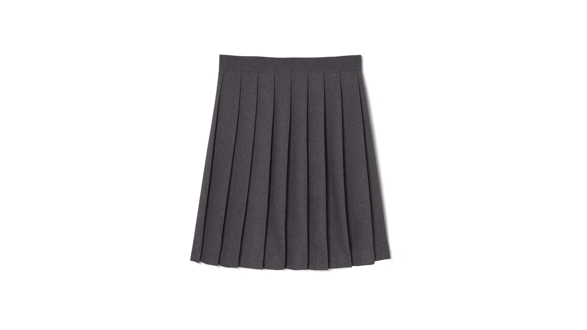 French Toast Girls' Adjustable Waist Mid Length Pleated Skirt, Heather