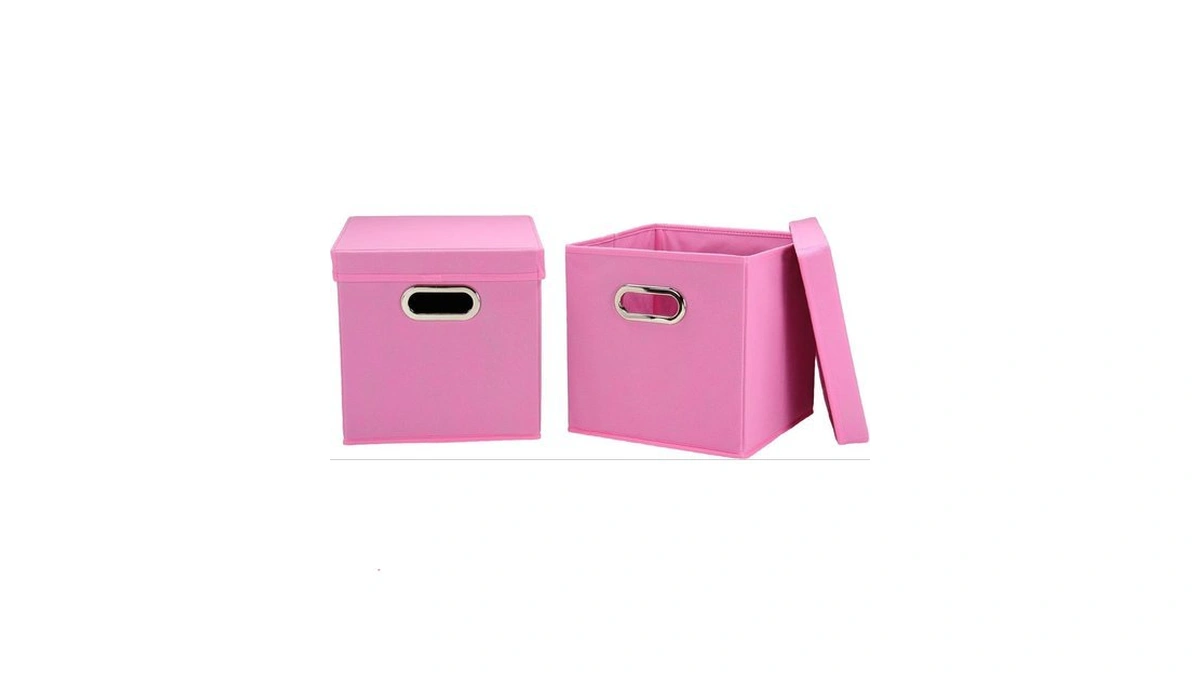 Household Essentials Cube Set With Lids, Pink, 2-pack