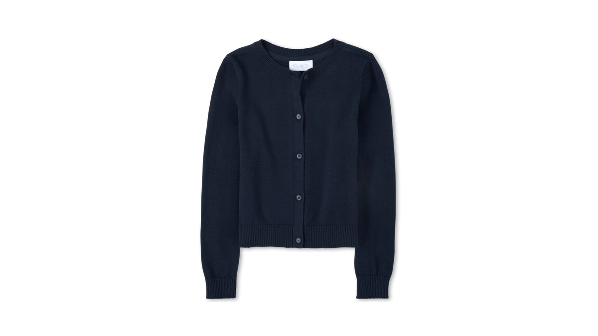 The Children's Place Girls Basic School Uniform Cardigan Sweater, Tidal,