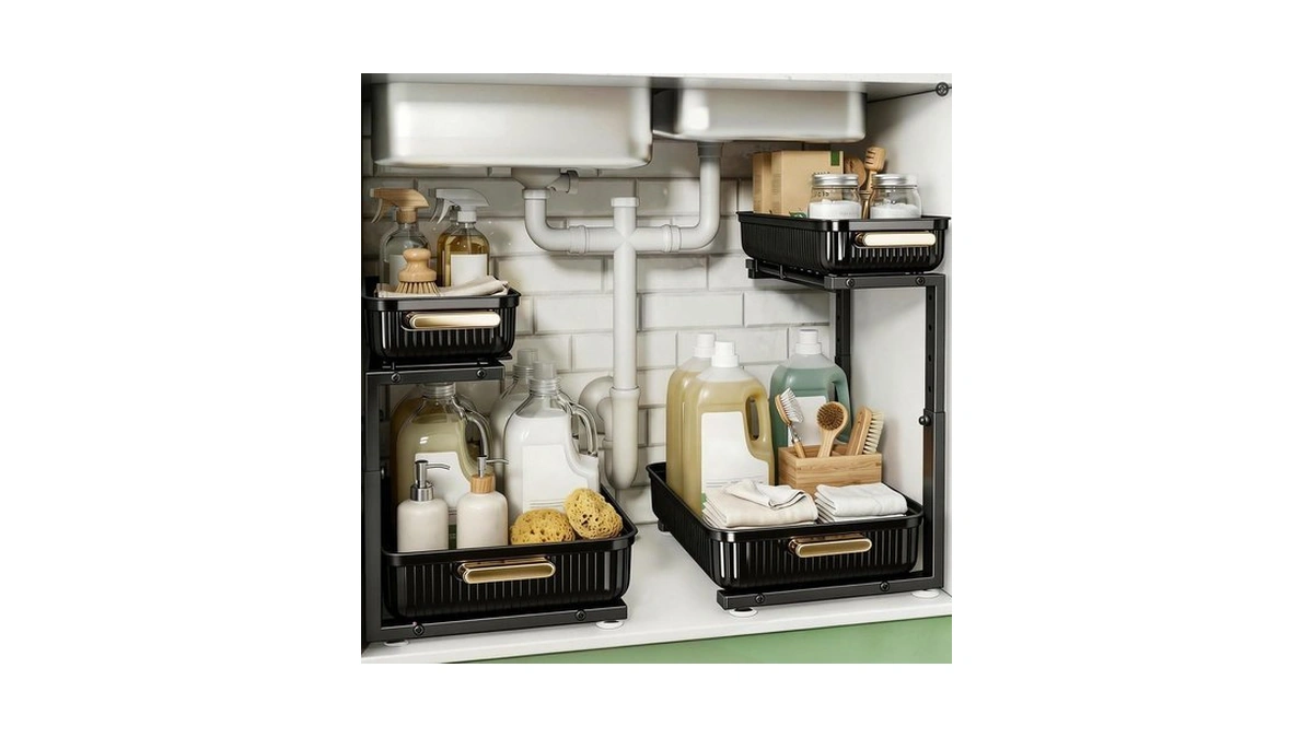 Arstpeoe Under Sink Organizer - 2 Packs Multi-purpose Pull-out Storage
