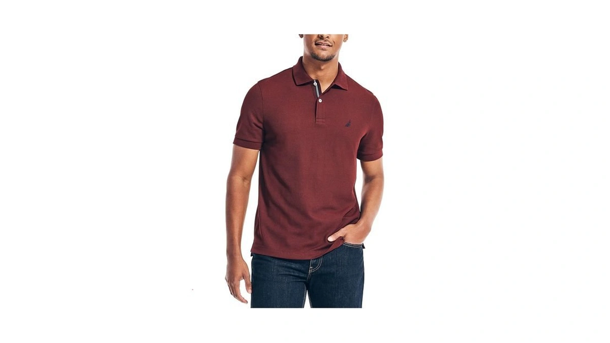 Nautica Men's Classic Short Sleeve Solid Polo Shirt, Royal Burgundy,